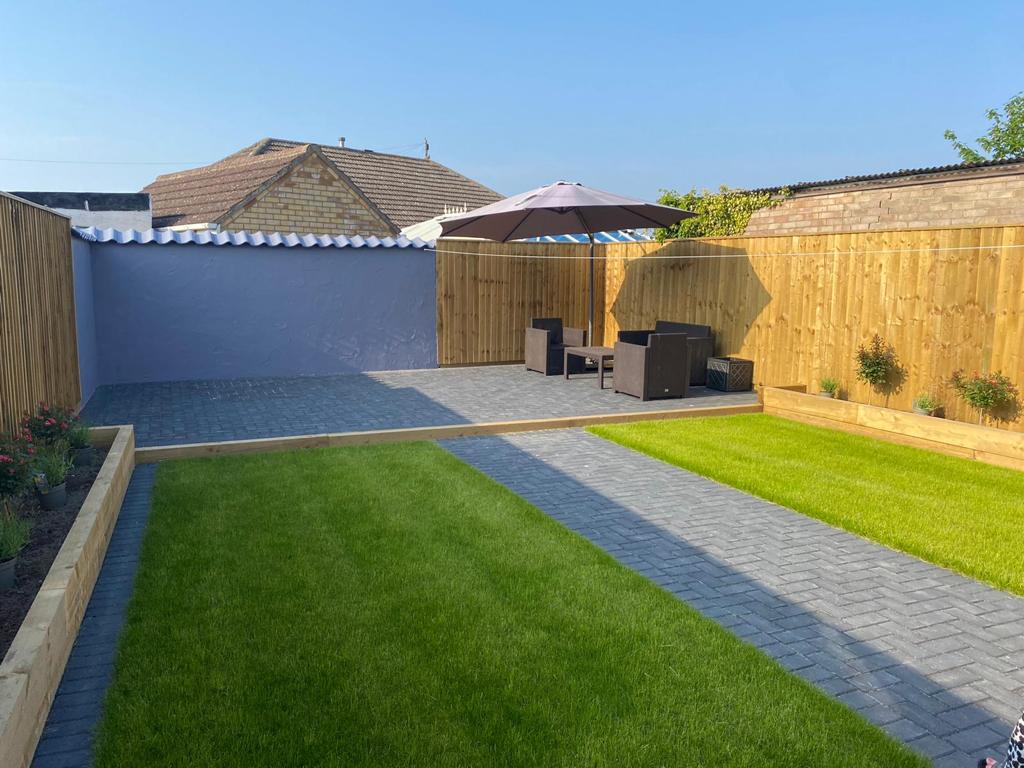 Block paving patio driveway fencing astroturf landscaping